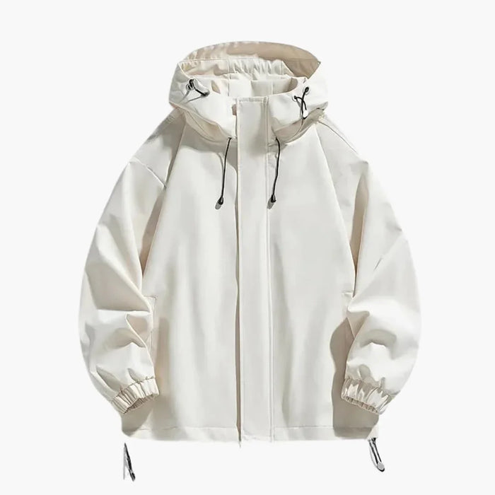 Men's Hooded Jacket with Zipper and Elastic Hem