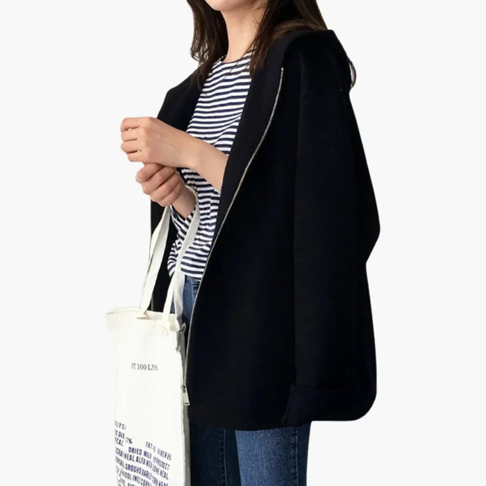 Giacca da donna con cappuccio, cerniera e tasche laterali