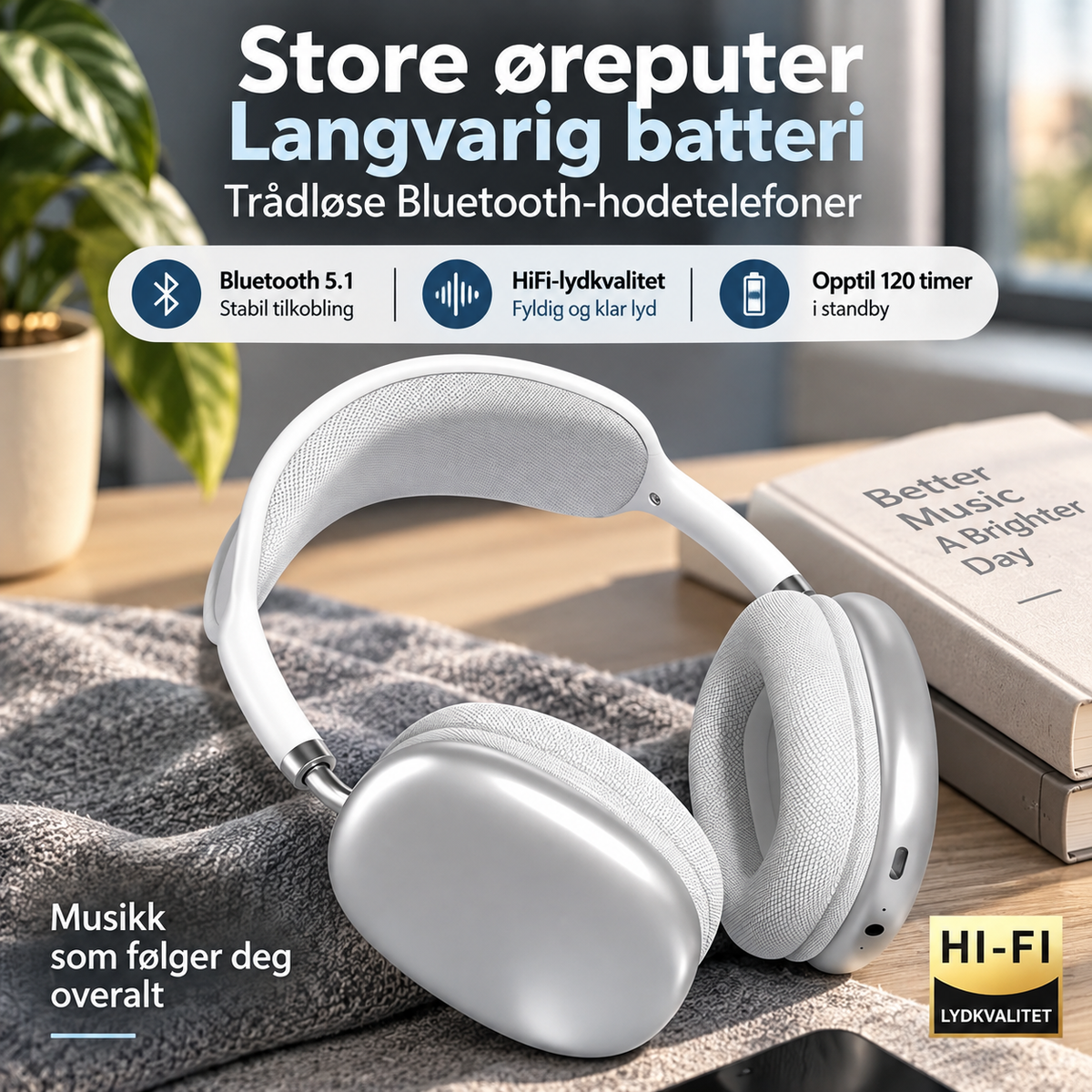 Wireless Noise-Cancelling Headphones with Soft Ear Cushions