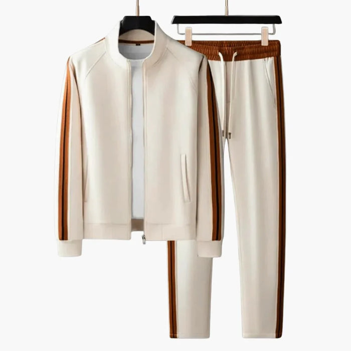 Herrens slim fit-träningsdräkt med dragkedja och fickor