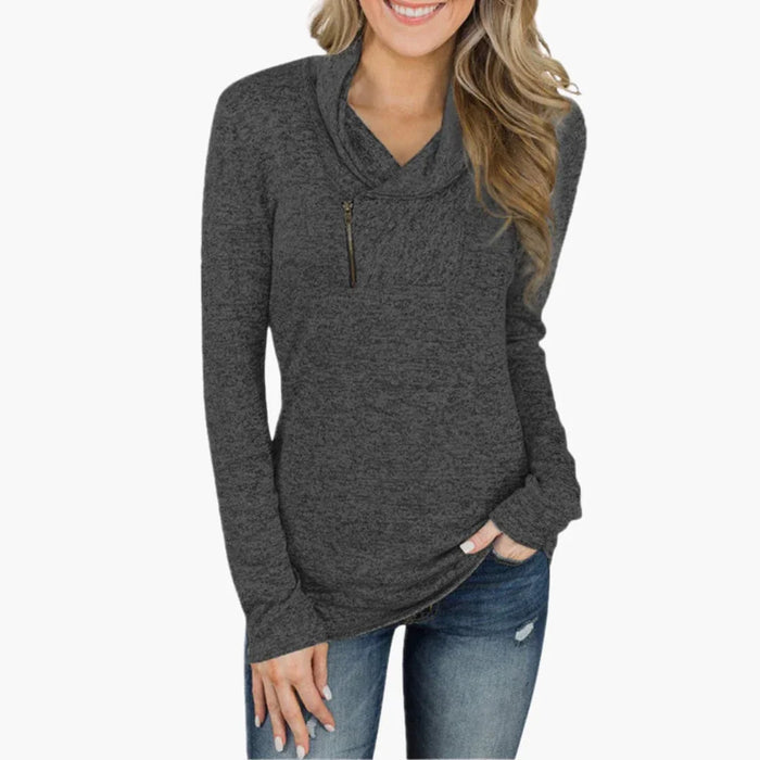 Maglione da donna con colletto e cerniera che unisce stile e funzionalità