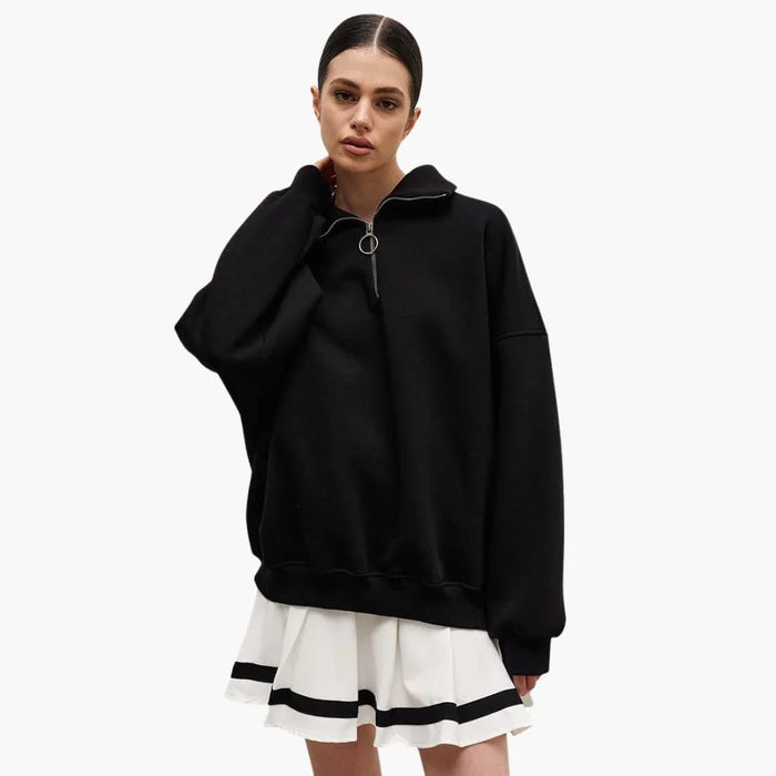 Women's Zip-Front High Collar Sweater Stylish