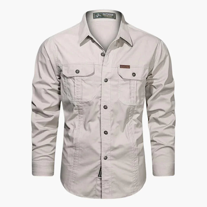 Camicia cargo da uomo a maniche lunghe, comoda per il tempo libero all’aperto