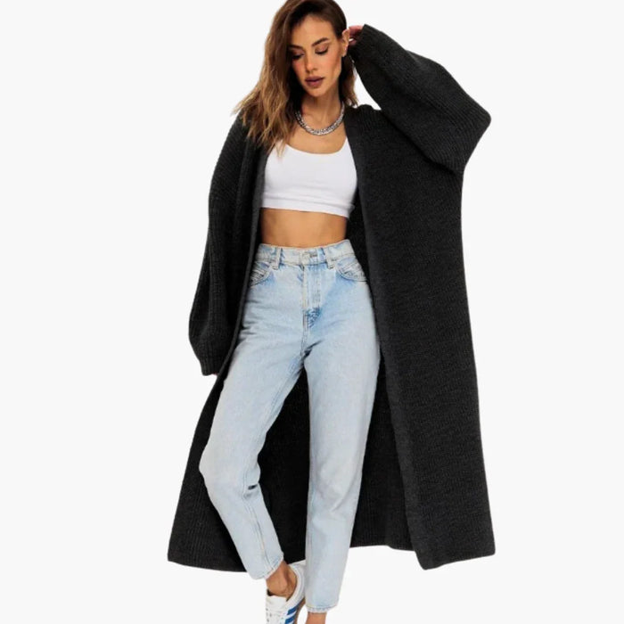 Langer Damen-Cardigan mit offenem Vorderteil