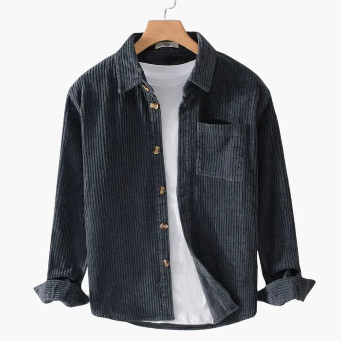 Surchemise en velours côtelé pour homme - Manches longues oversize et patte de boutonnage