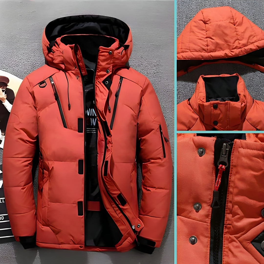 Men's Padded Winter Jacket with Adjustable Hood