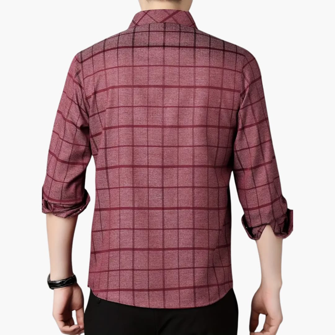 David - Fashionable checked shirt with revers for men