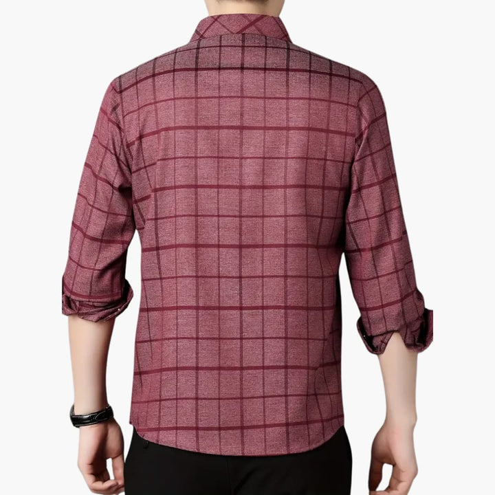 David - Fashionable checked shirt with revers for men
