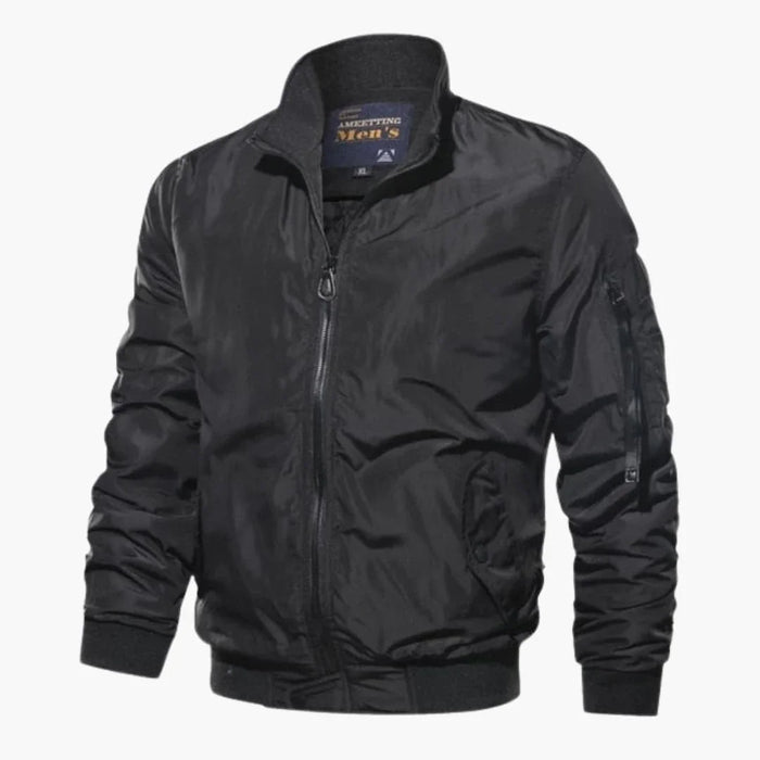 Herrjacka bomber med dragkedja och ribbad fåll