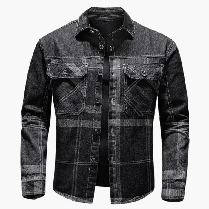 Moderne Herren-Jeansjacke im Vintage-Look mit Taschen