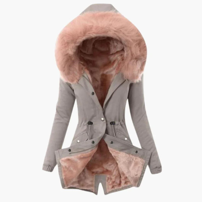 Gemütlicher Damen-Wintermantel mit Kapuze, isoliert und warm