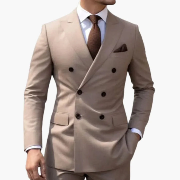 Costume deux pièces pour homme avec veste croisée et pantalon coupe ajustée