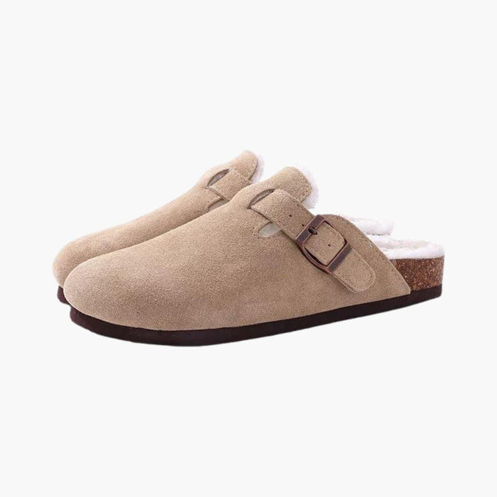 Mule da uomo con fibbia - Pantofole in pelle scamosciata da uomo