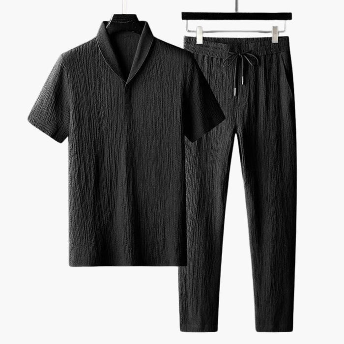 Conjunto de dos piezas para hombre con camisa de manga larga y pantalón, para primavera y otoño