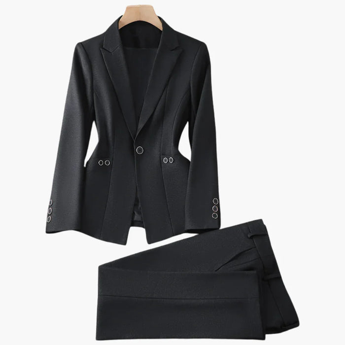 Completo blazer da donna con un bottone e pantaloni dritti