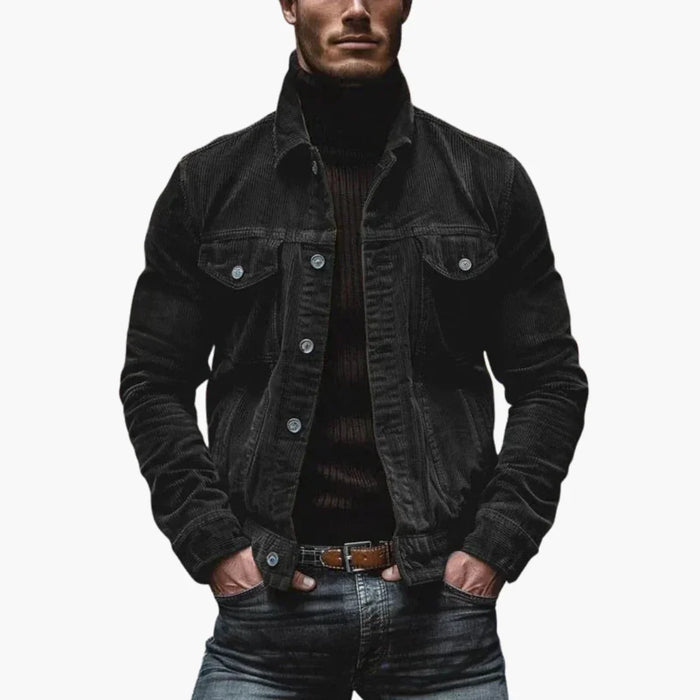Veste en velours côtelé pour homme avec boutons et poches