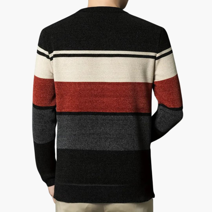 Darren - Cosy winter jumper with striped round neck for men