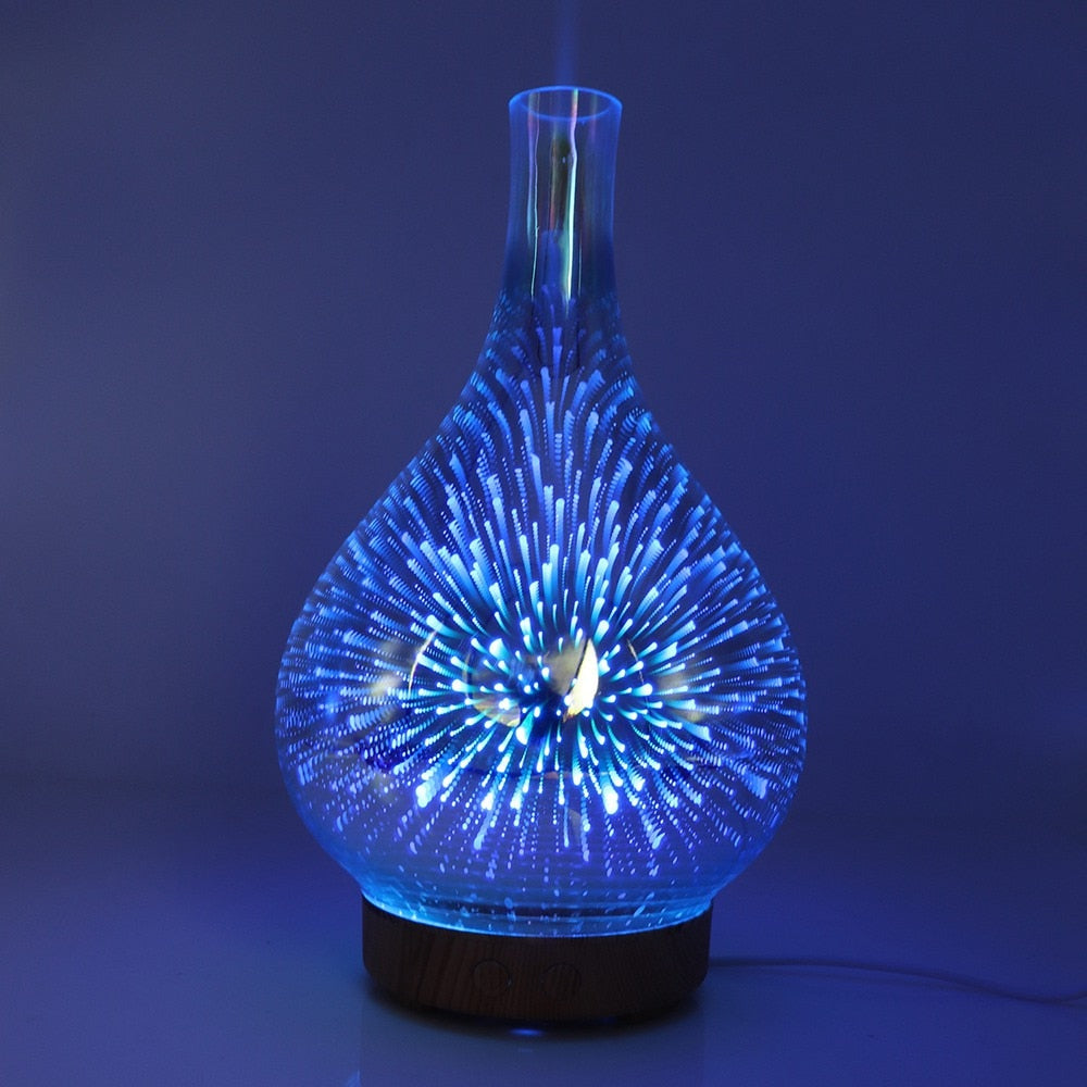 3 D glassv struggle savour diffusor with färgskiftende suffered light