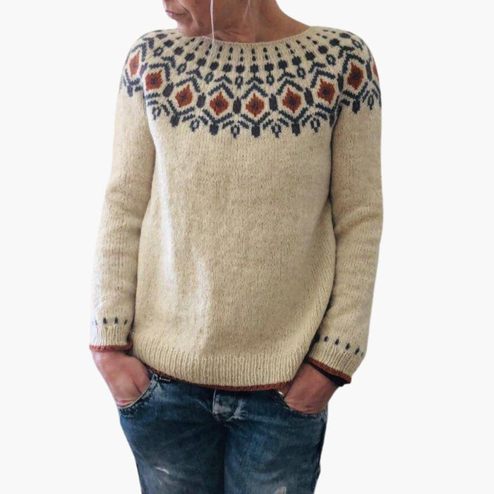 Pullover da donna con scollo rotondo e motivo geometrico