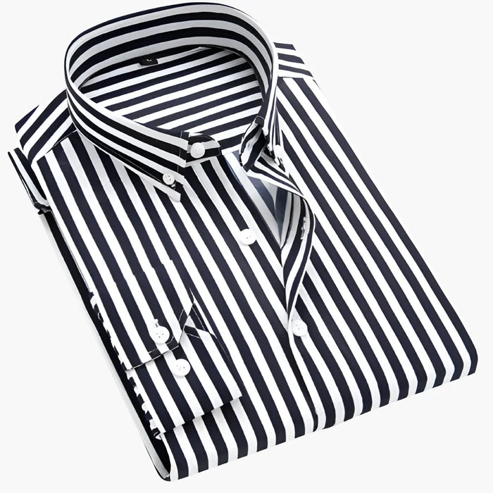 Camicia a maniche lunghe a righe da uomo - Colletto classico