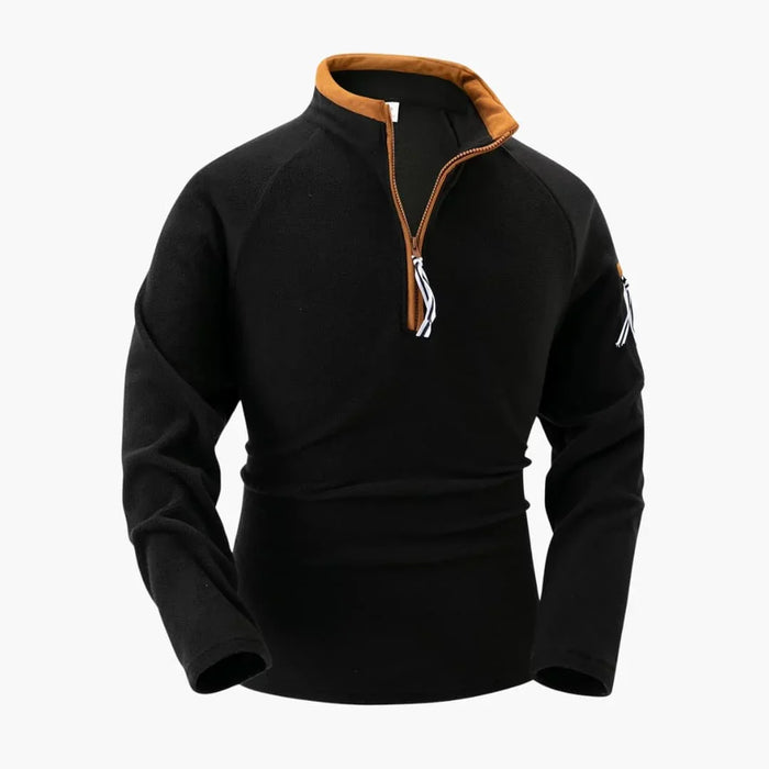 Men's pullover with zip at the neckline and stand-up collar