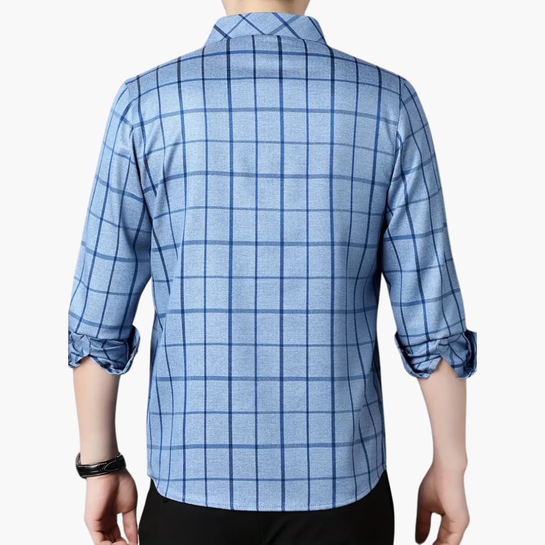 David - Fashionable checked shirt with revers for men