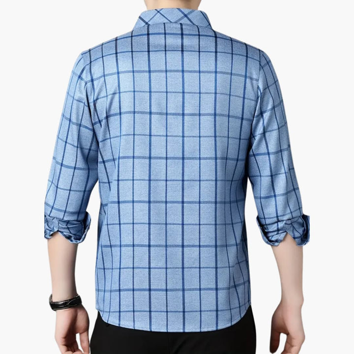 David - Fashionable checked shirt with revers for men