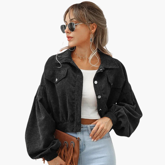 Veste courte pour femme avec fermeture à boutons