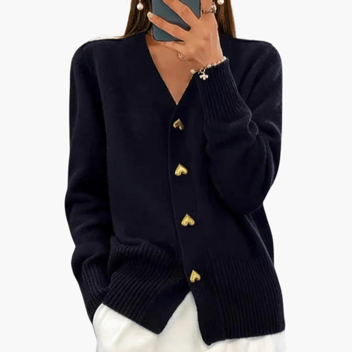 Cardigan für Damen Eleganter Cardigan mit Herzknöpfen
