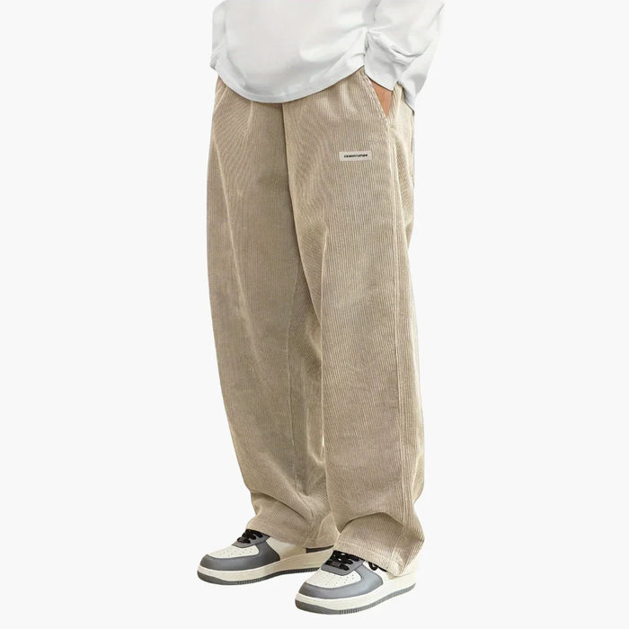 Pantaloni di velluto a coste da uomo con vita elasticizzata e tasche