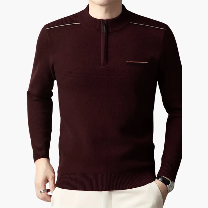 Maxim - Warm knitted jumper with zip for men