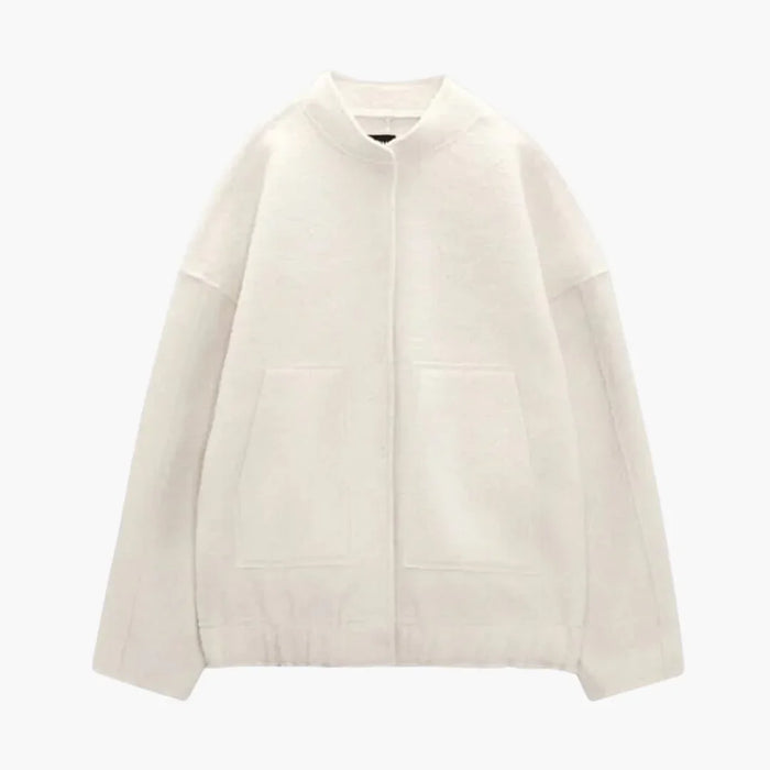 Oversized jacka för kvinnor med öppen front och fickor med lappar