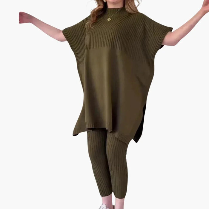 Tvådelat stickat set för kvinnor Elegant och bekväm outfit