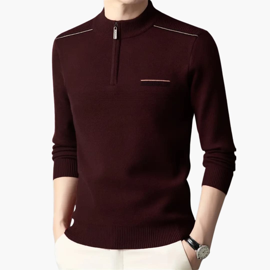 Maxim - Warm knitted jumper with zip for men
