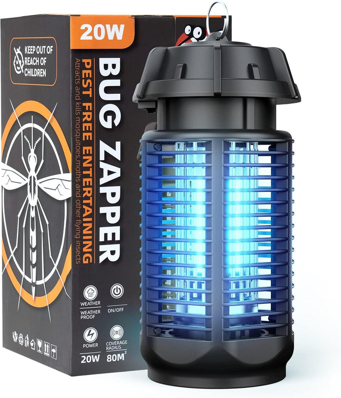 Elektrische Insektenfalle mit 20W UV-Licht und 4200V Gitter, IPX4 wasserdicht – Zeytra