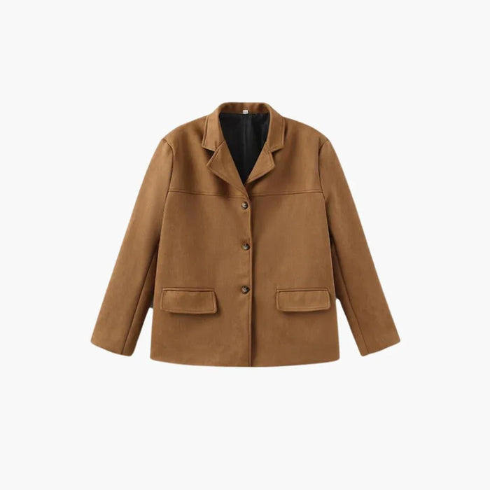 Trendy Women's Suede Jacket with Button Placket  Stylish & Comfortable