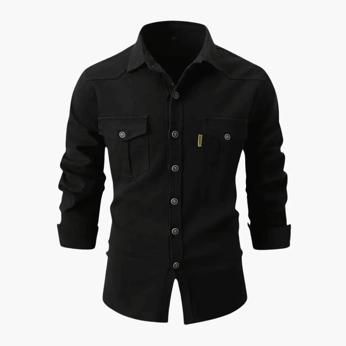 Camicia da uomo a maniche lunghe, in cotone di alta qualità, vestibilità slim ed elegante