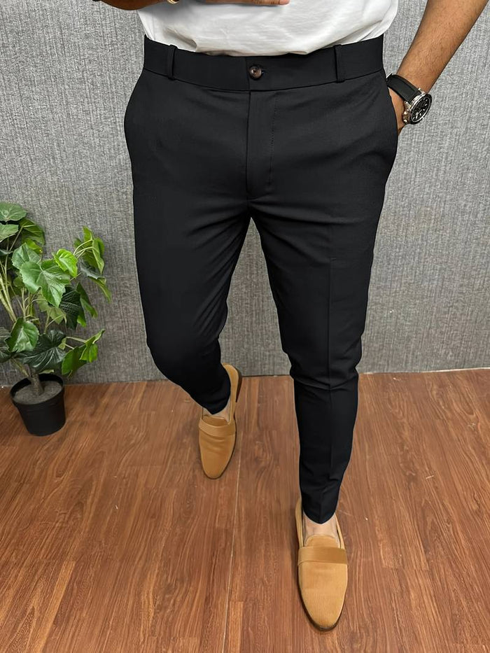 Men's Slim Fit Chinos with Button Waist and Side Pockets