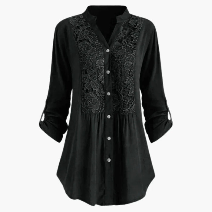 Women's Blouse with Lace  Elegant Long Sleeve Shirt Blouse