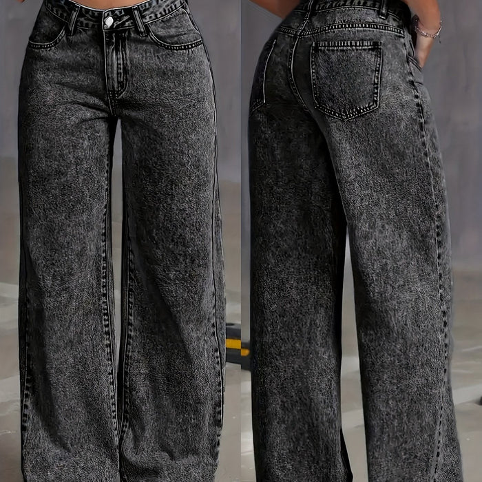 Jeans da donna a vita alta e gamba ampia con vestibilità comoda