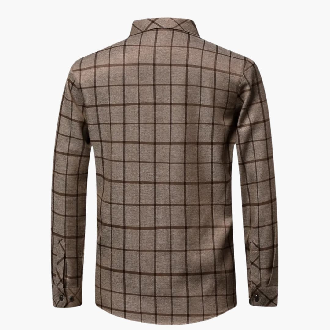 David - Fashionable checked shirt with revers for men