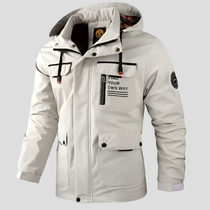 Giacca invernale con cappuccio da uomo e tasche multiple
