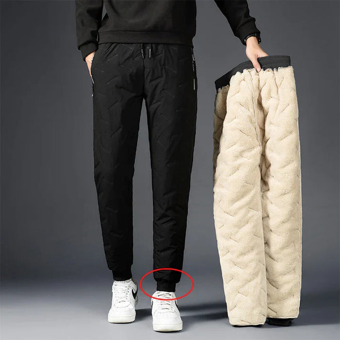 Vinterjoggingbyxor för män med fleecefoder och vattentätt ytterlager