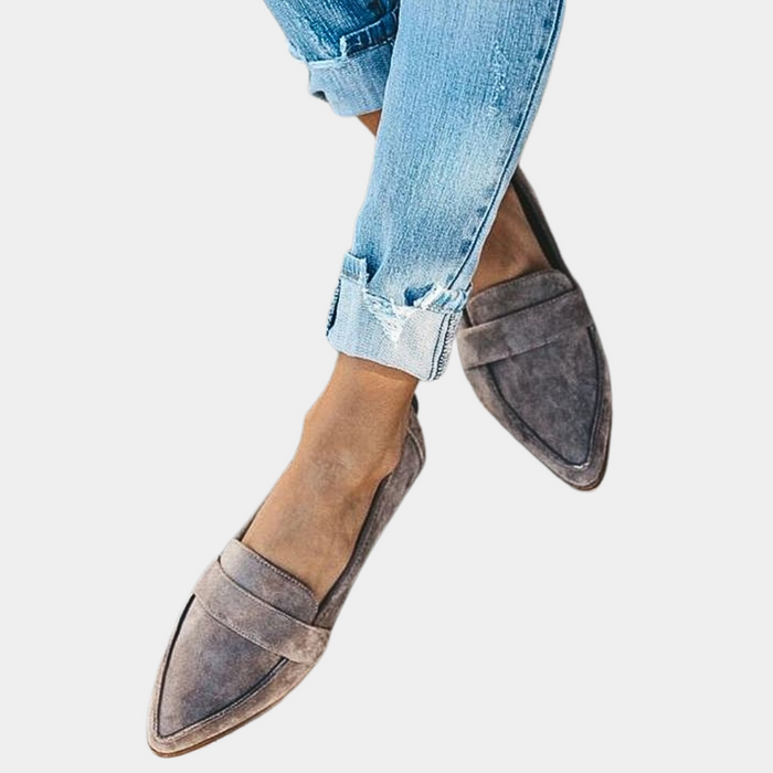 Women's Pointed Slip-On Loafers with Strap Detail