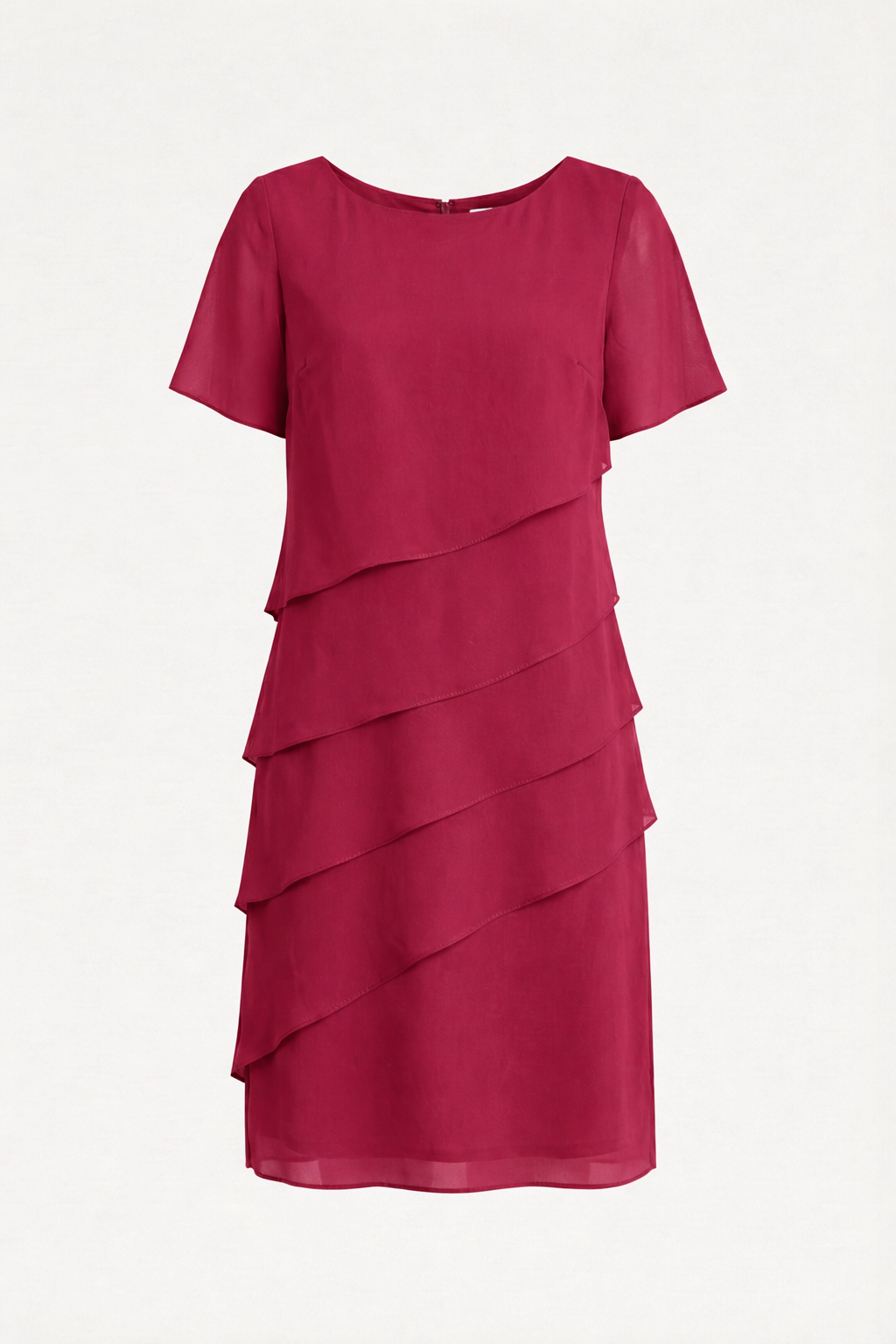 Women's Chiffon Dress with Tiered Front and Short Sleeves