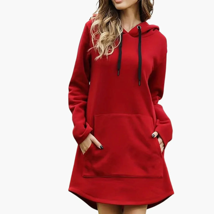 Robe à capuche femme avec poche kangourou et capuche à cordon de serrage