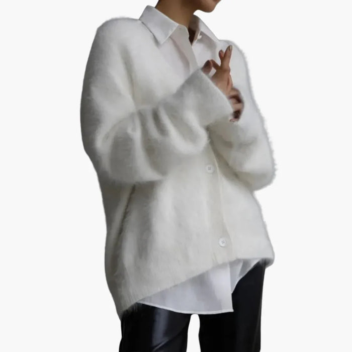 Women's Cardigan with V-Neck and Button Closure