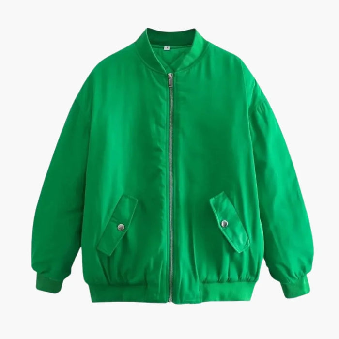 Bomber-takki naisille, vetoketju ja etutaskut