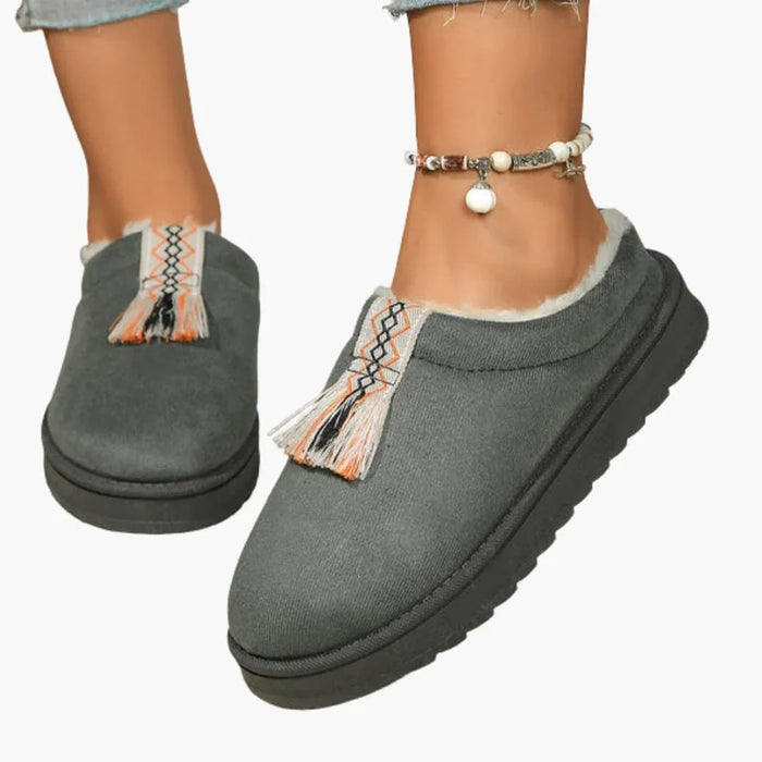 Chaussons pour femme avec fermeture éclair et doublure polaire