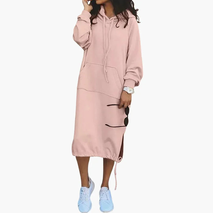 Robe sweat à capuche femme avec ourlet à cordon de serrage et poche kangourou